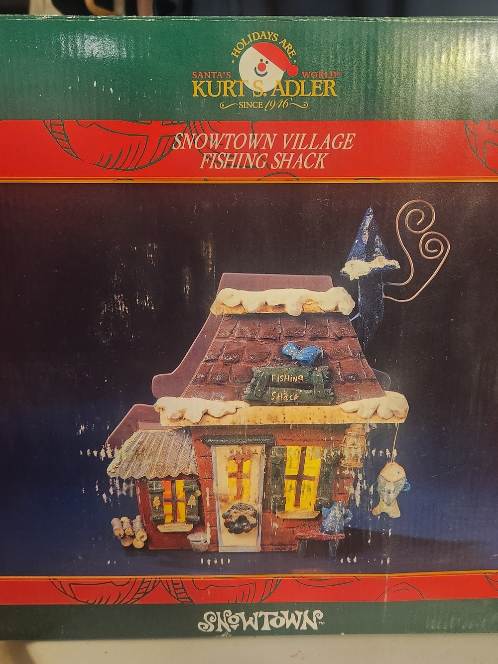 Snowtown Village Fishing Shack Holiday Collectible Dot -